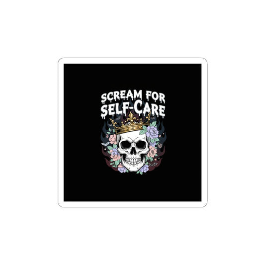 Scream for Self-Care Kiss-Cut Stickers | heavy metal wellness, gothic wellness quote