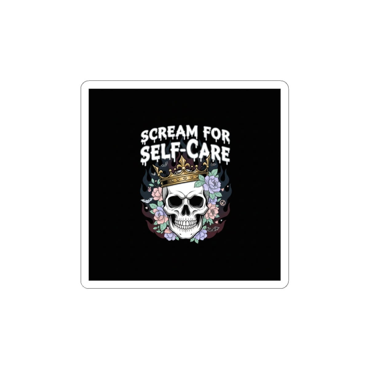 Scream for Self-Care Kiss-Cut Stickers | heavy metal wellness, gothic wellness quote