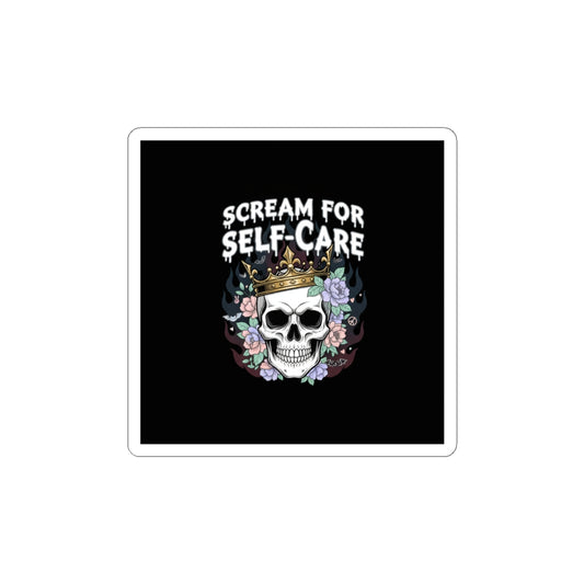 Scream for Self-Care Kiss-Cut Stickers | heavy metal wellness, gothic wellness quote