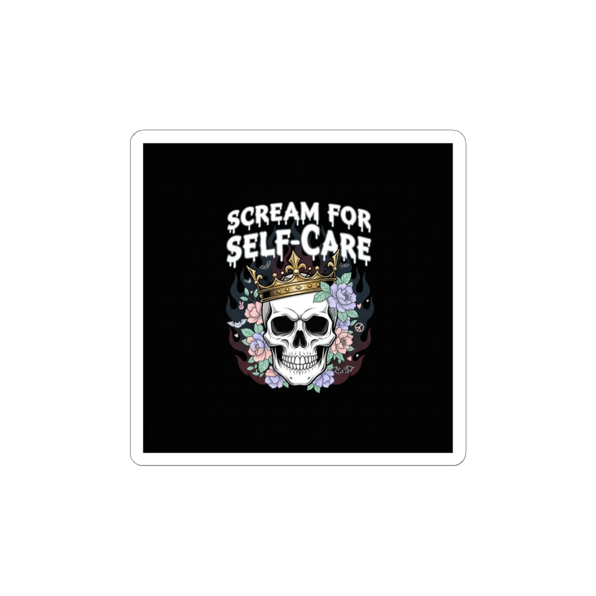 Scream for Self-Care Kiss-Cut Stickers | heavy metal wellness, gothic wellness quote