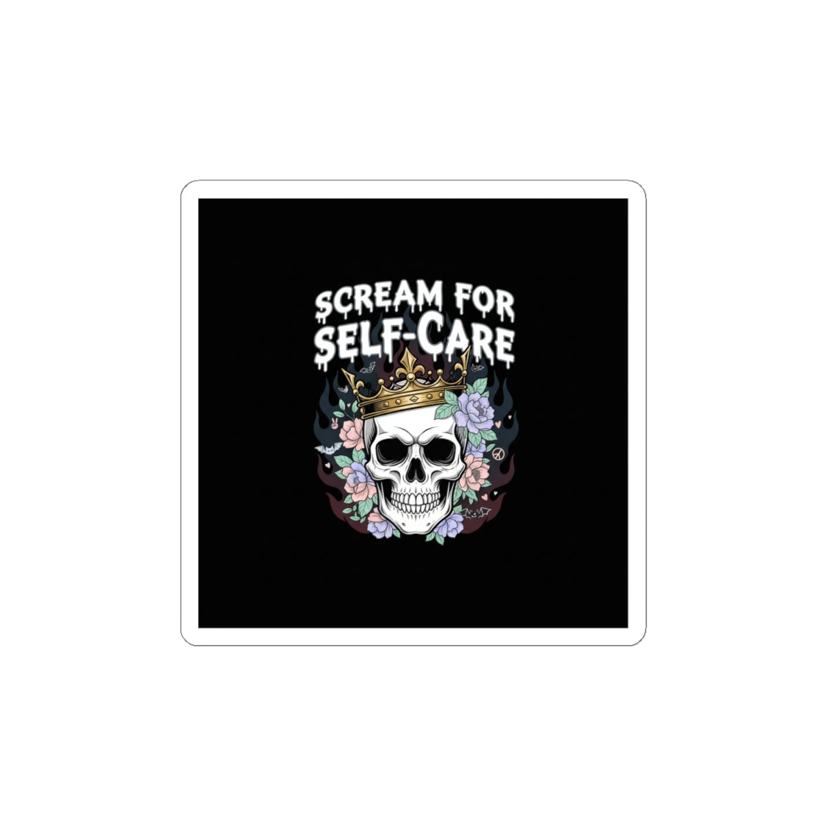 Scream for Self-Care Kiss-Cut Stickers | heavy metal wellness, gothic wellness quote