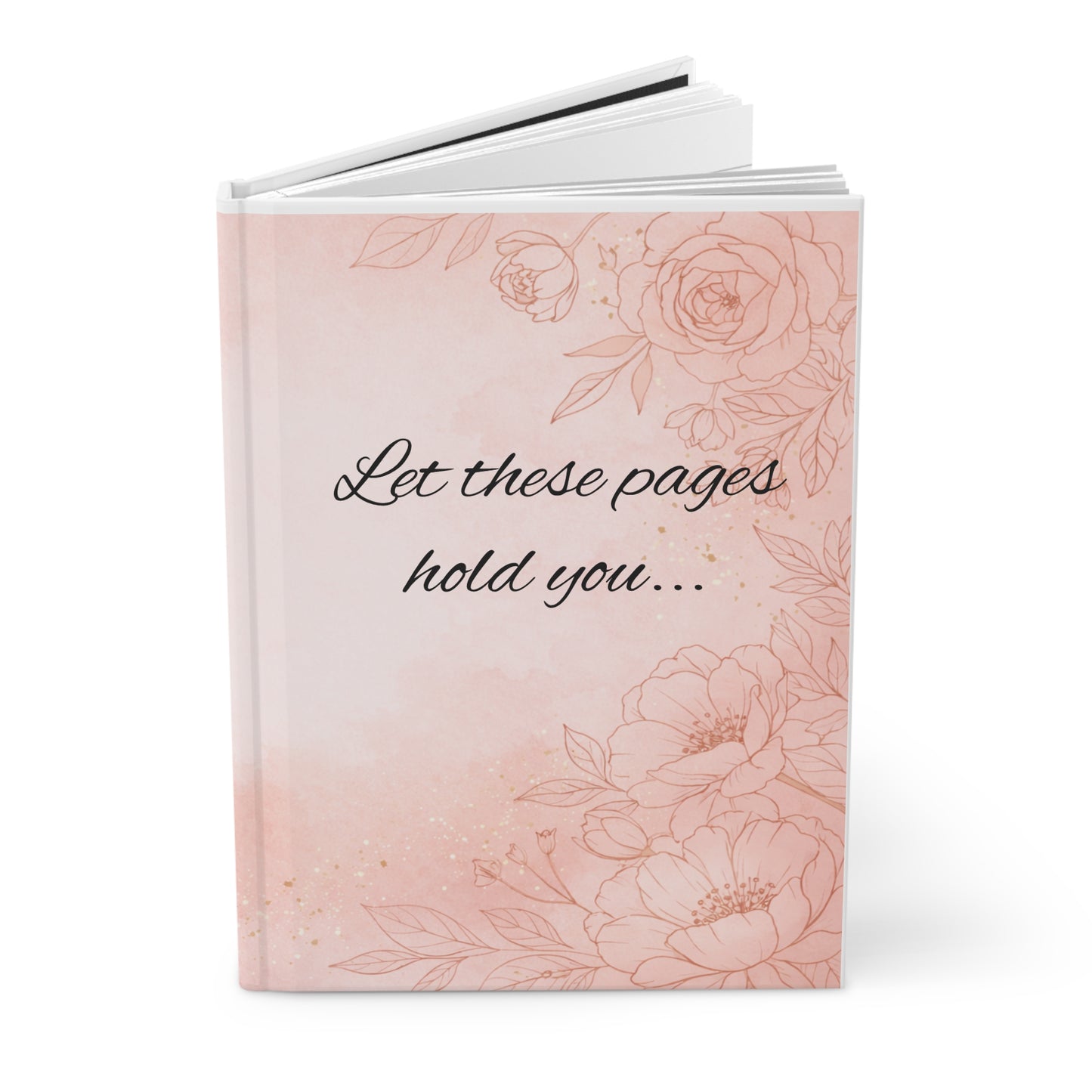 Pink Floral Damask Hardcover Journal — Elegant Patterned Notebook