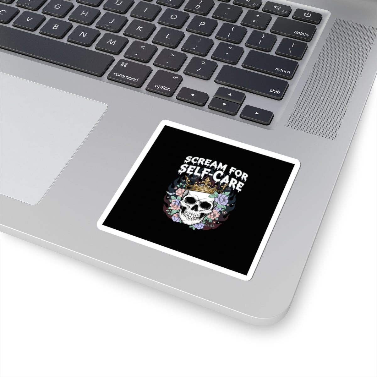 Scream for Self-Care Kiss-Cut Stickers | heavy metal wellness, gothic wellness quote