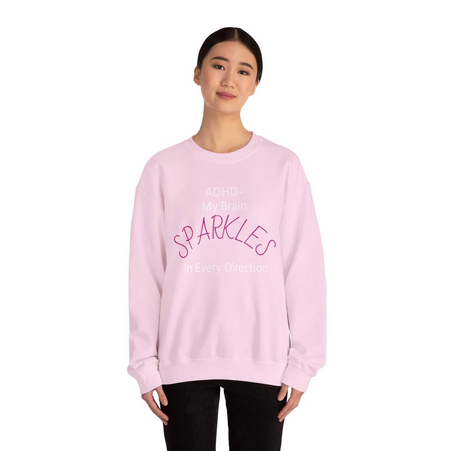 Sparkles Crewneck Sweatshirt — Feminine Pink Script Pullover