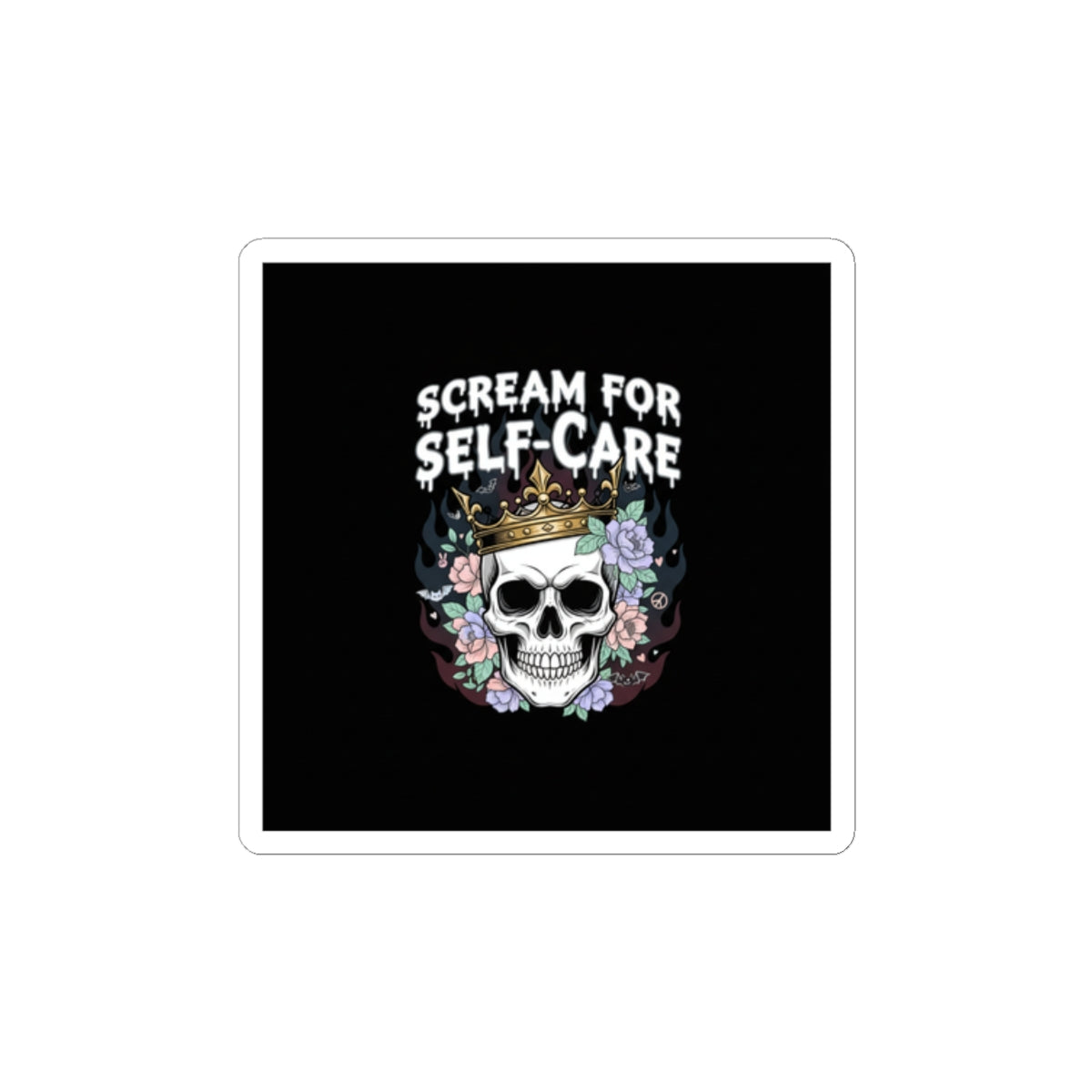 Scream for Self-Care Kiss-Cut Stickers | heavy metal wellness, gothic wellness quote