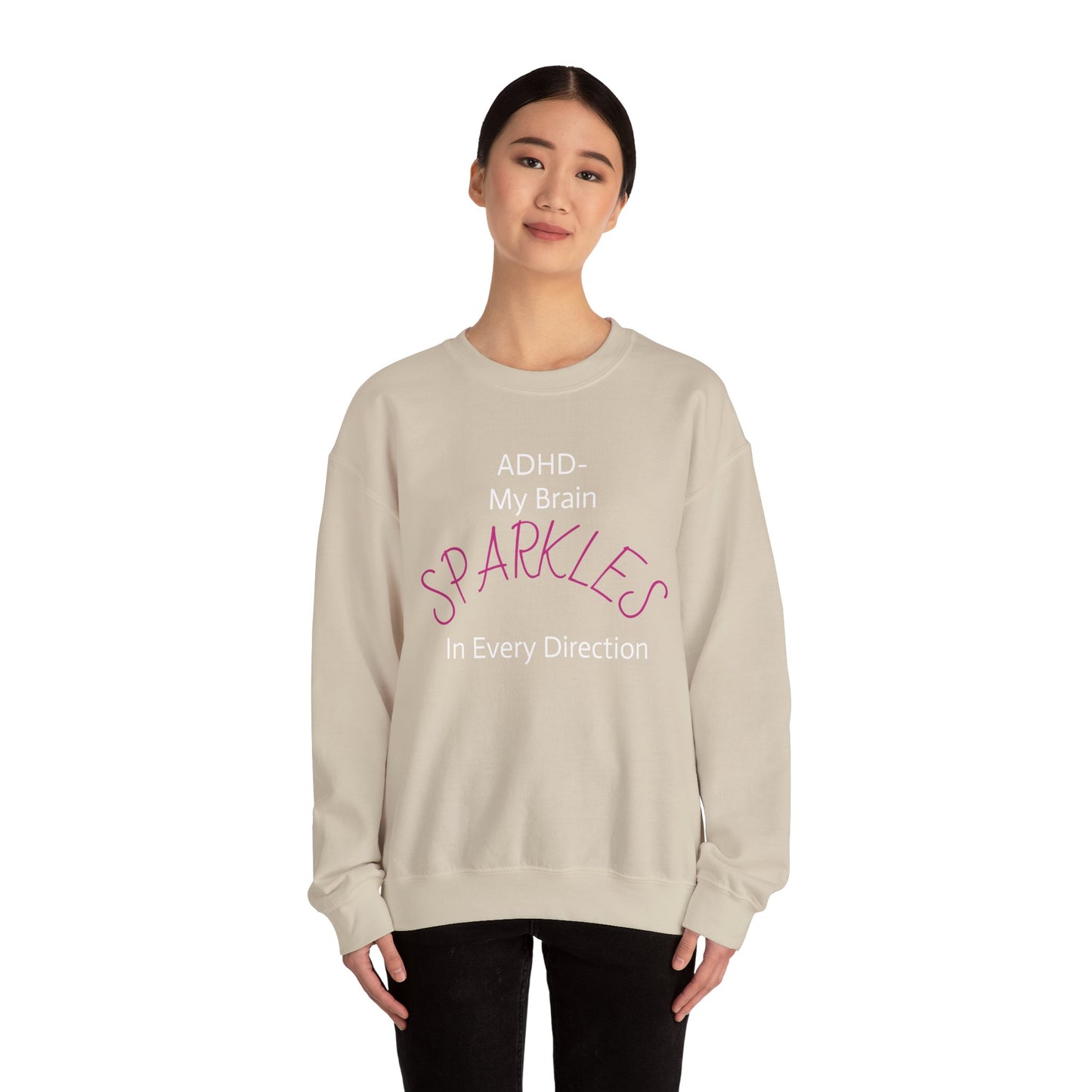 Sparkles Crewneck Sweatshirt — Feminine Pink Script Pullover