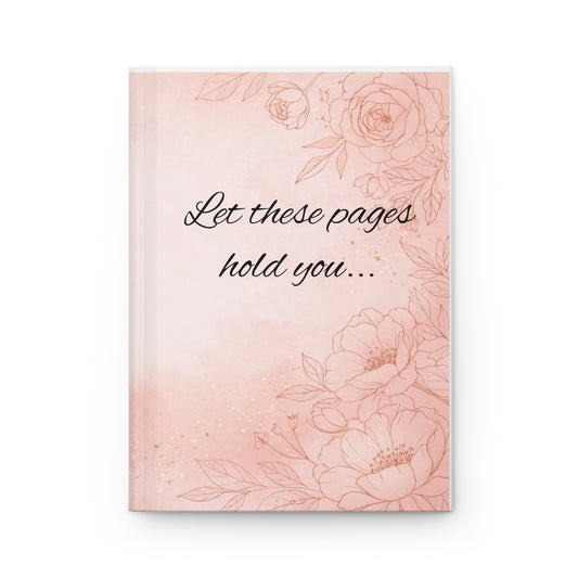 Pink Floral Damask Hardcover Journal — Elegant Patterned Notebook